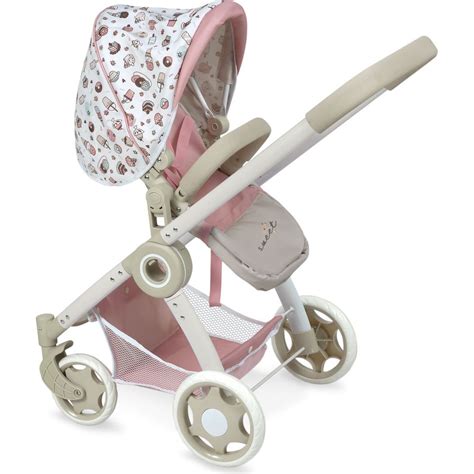 Ilustrácia kočíka pre bábiky v lososovej farbe z kolekcie De Cuevas