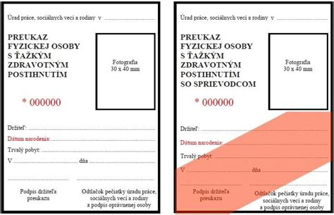 Ukážka preukazu fyzickej osoby s ťažkým zdravotným postihnutím (ŤZP).