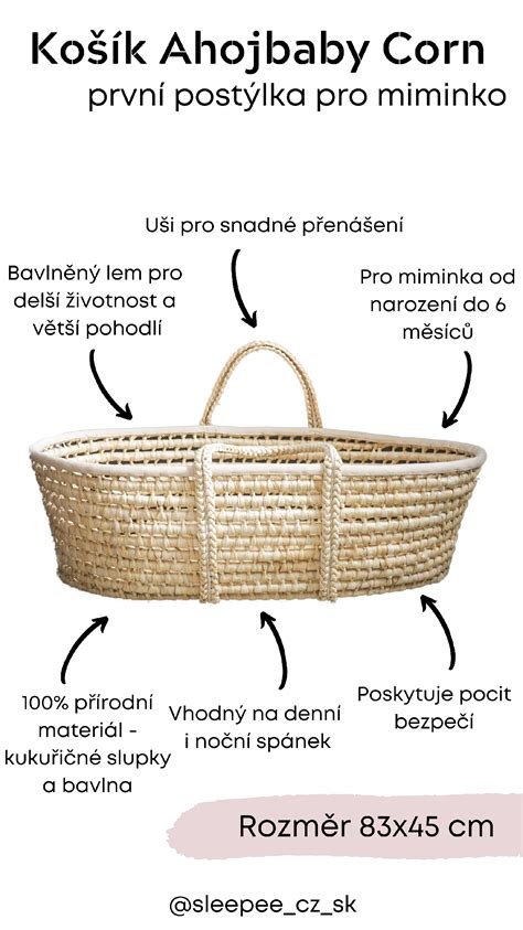Detailný záber na Mojžišov košík Corn Natural s matracom