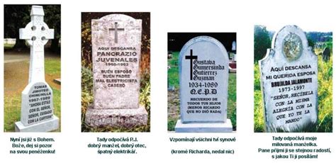 Príklady nápisov na náhrobných kameňoch.