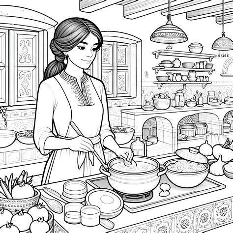 Ilustrácia matky a dieťaťa spoločne v kuchyni pri príprave jedla.