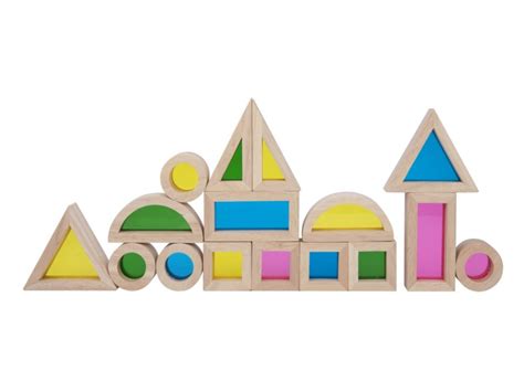 Ilustrácia zobrazujúca Montessori pomôcky pre deti, ako sú drevené kocky, triediace krúžky a vkladačky.