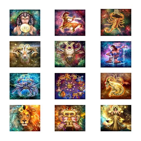 Koláž symbolov planét, čísel a astrologických znamení