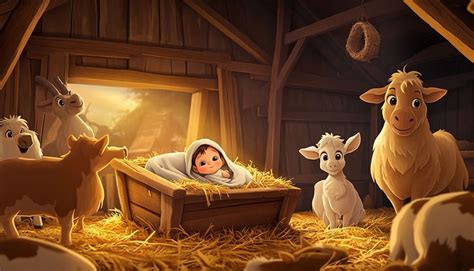 Ilustrácia zobrazujúca narodenie Ježiša v Betlehemskej jaskyni, s Pannou Máriou, svätým Jozefom a betlemskými pastierskymi.