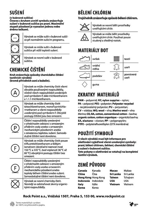 Infografika s pokynmi na pranie a údržbu mantinelu