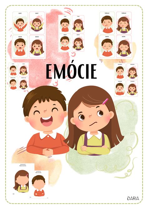 ilustrácia znázorňujúca rôzne emócie a ich prejavy u detí
