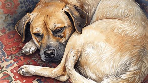 Pes odpočívajúci na svojom mieste v interiéri