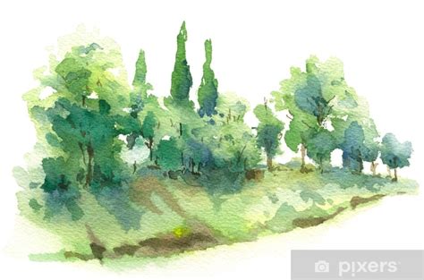 Akvarelová skica krajiny z ciest do Talianska