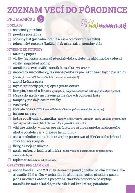 Ilustrácia zoznamu vecí do pôrodnice