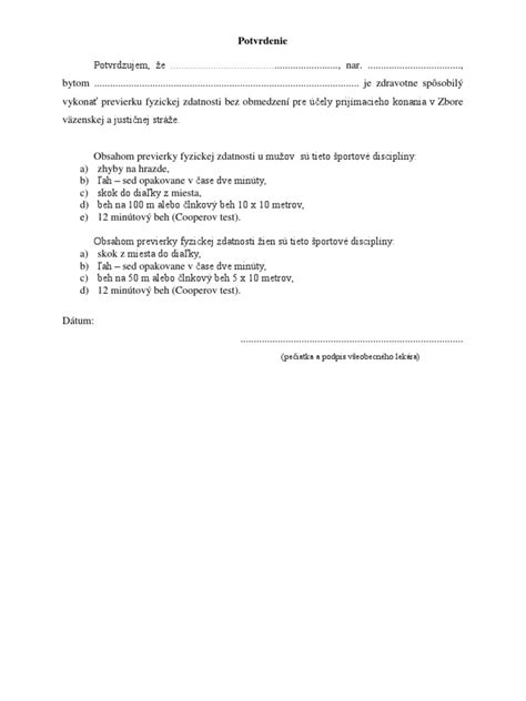 Ilustrácia formulára vyhlásenia o zdravotnej spôsobilosti dieťaťa.