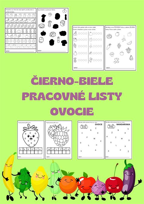 Obrázok s tematikou ovocia pre pracovné listy
