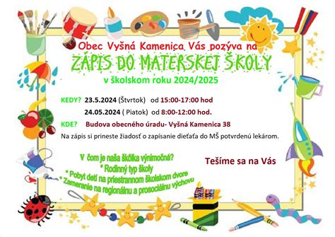 Infografika s časovou osou prijímania do materskej školy a nároku na rodičovský príspevok