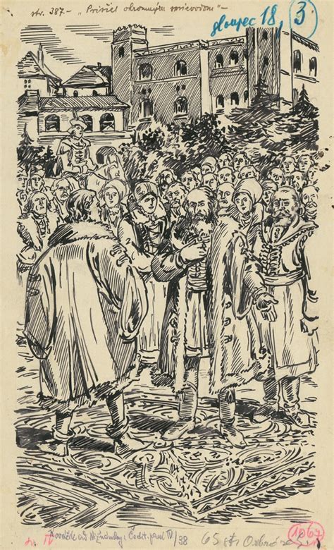 Ilustrácia piatich sirôt pred kráľovským palácom