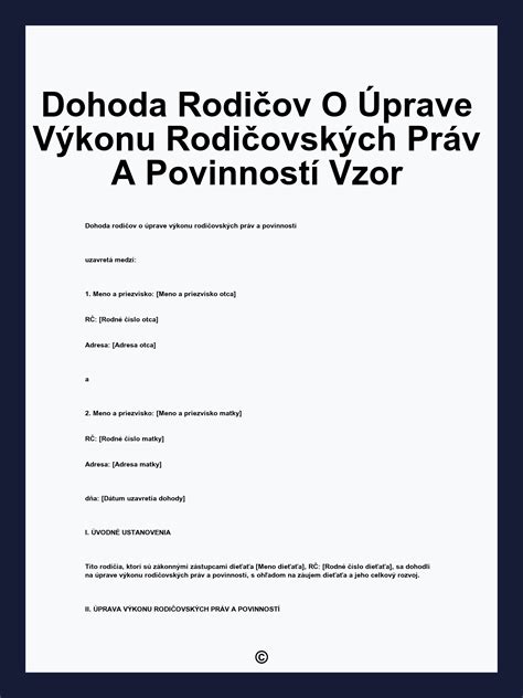 Ilustračná schéma zobrazujúca rozdelenie rodičovských práv a povinností pri výlučnej osobnej starostlivosti.