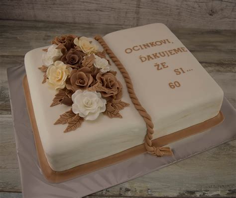Torta v tvare knihy s venovaním
