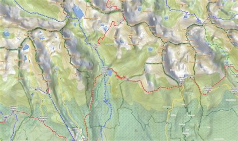 mapa Vysokých Tatier s vyznačenými vrcholmi a dolinami