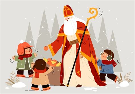 Ilustrácia detí čakajúcich na Mikuláša