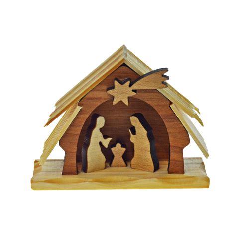 drevený vyrezávaný betlehem s figúrkami a zvieratami