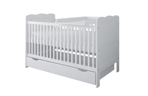 Detail detskej postieľky so zásuvkou a posuvnými tyčami