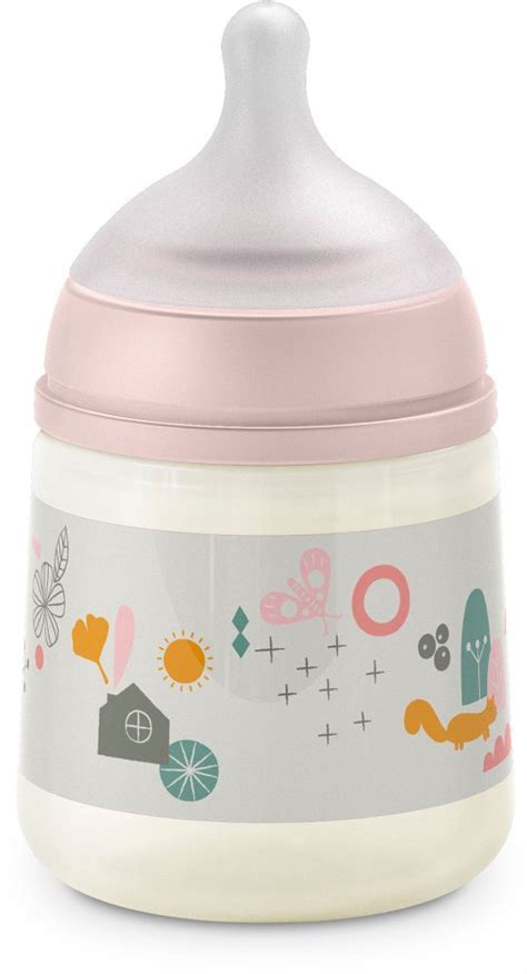 Detail sklenenej fľaše Suavinex s anatomickým silikónovým cumlíkom