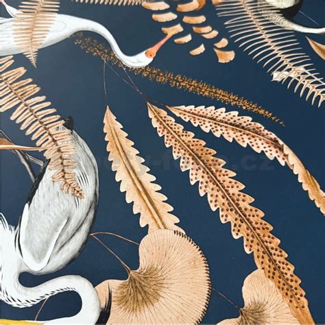 Látka s palmičkovým vzorom na modrom podklade určená na zadnú stranu deky.