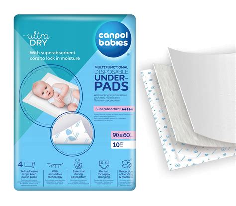 infografika s rozmermi a vrstvami jednorazovej hygienickej podložky Canpol Babies