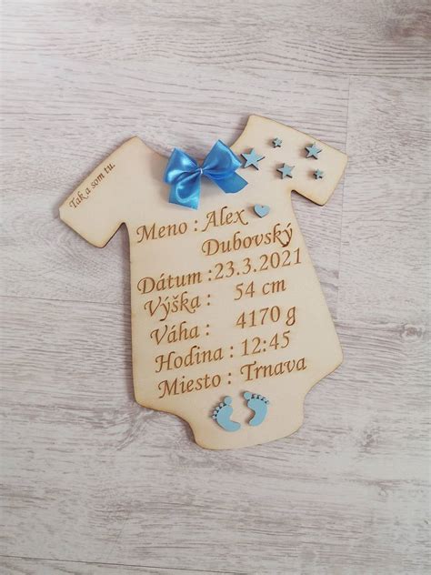 Ukážka personalizovanej tabuľky o narodení dieťaťa