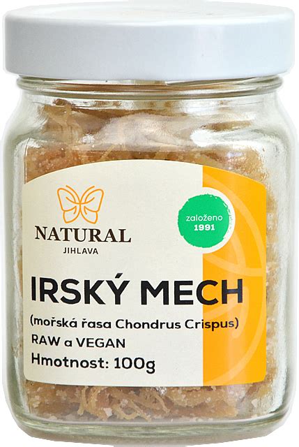 Obrázok morskej riasy írsky mach a zloženie s minerálmi a vitamínmi.