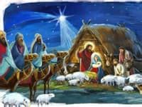 Umelecké znázornenie narodenia Ježiša v Betleheme s jasličkami a hviezdou