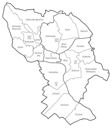 Mapa znázorňujúca potenciálne konflikty pri určovaní školských obvodov pre štátne a cirkevné školy