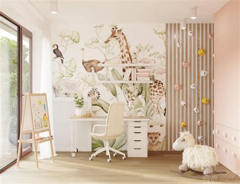 Vizualizácia detskej izby s motívom savany a kolekciou SANDLÖPARE.