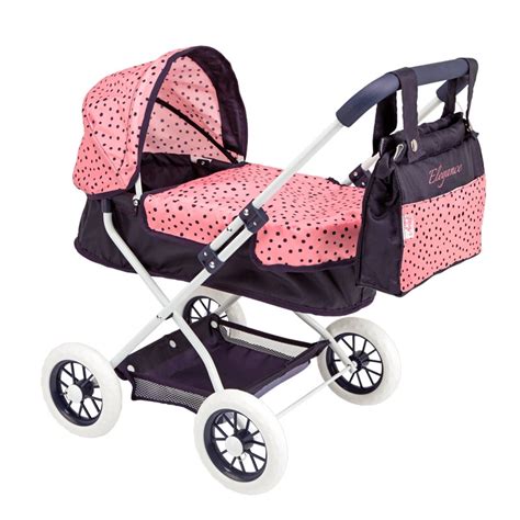 Detský kočík pre bábiky Doris s motívom Minnie, detail konštrukcie a koliesok