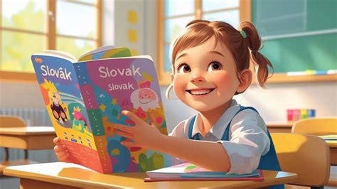 Ilustrácia dieťaťa, ktoré si číta anglickú knihu
