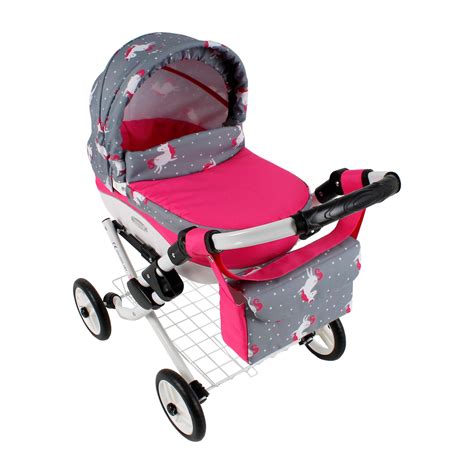 Štýlový kočík pre bábiky Doris s bodkovaným vzorom.