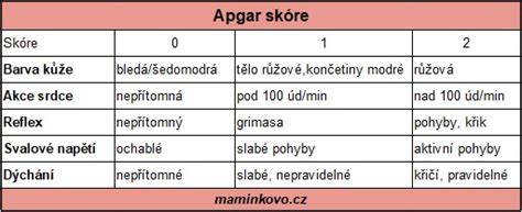 Infografika zobrazujúca parametre Apgar skóre