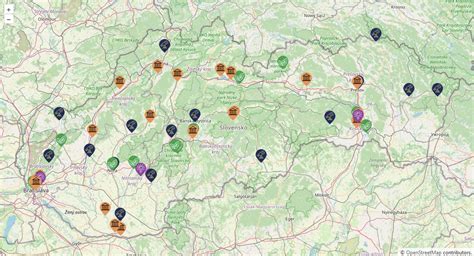 Mapa Slovenska s vyznačeným Skríningovým centrom v Banskej Bystrici