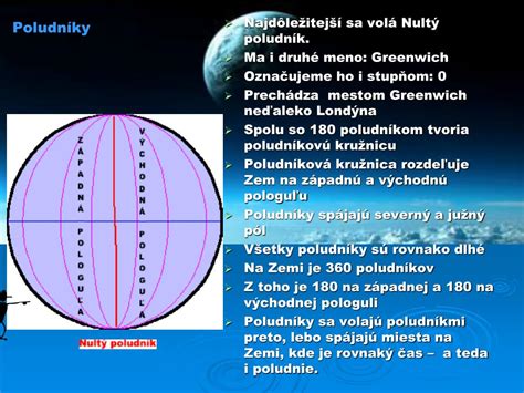 Zobrazenie nultého poludníka v Greenwich