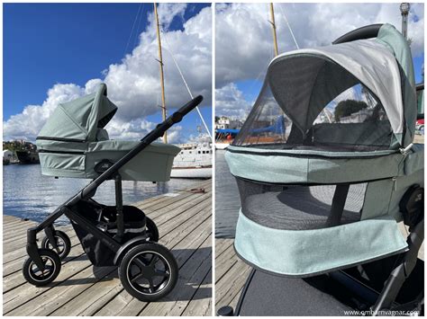 Detailný záber hlbokej vaničky Britax Smile 4 s vyznačenými pamäťovými tlačidlami a ventilačným okienkom