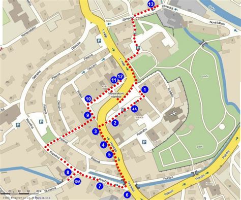 Mapa mesta s vyznačenou trasou.