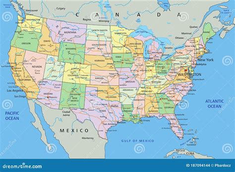 mapa Spojených štátov s vyznačenými štátmi Indiana a Illinois