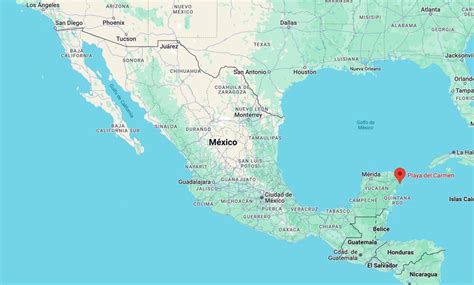 mapa Mexika s vyznačeným Playa del Carmen