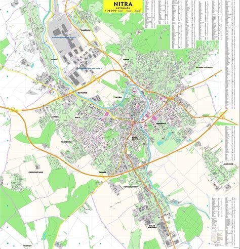Mapa mesta Nitra s vyznačenou polohou jaslí a centra ELI