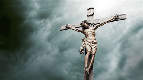 Maľba zobrazujúca ukrižovanie Ježiša Krista na vrchu Golgota.