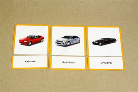 Príklad 3-zložkových kariet Montessori