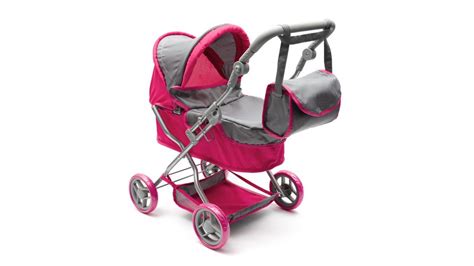 Koláž rôznych typov kočíkov pre bábiky: hlboký, športový, kombinovaný
